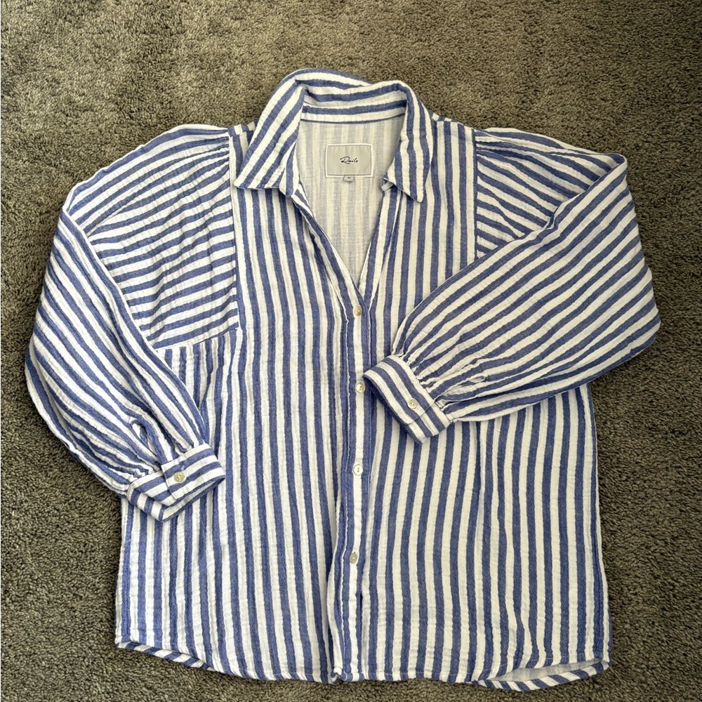 Rails Striped Button-Down Shirt in Blue and White